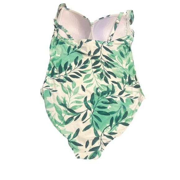 Nip Tuck Oasis Green Joanne Twist Front Women Green Leaf One Pc Swimsuit Sz 12 - Picture 3 of 6